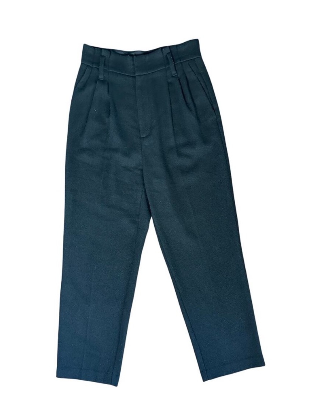 Oak + Fort Black Wool Blend Pleated High Rise Straight Leg Trouser Pants Size 4
